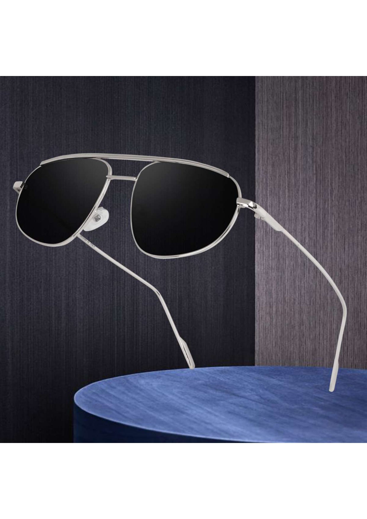 Pilot Silver Black Sunglass