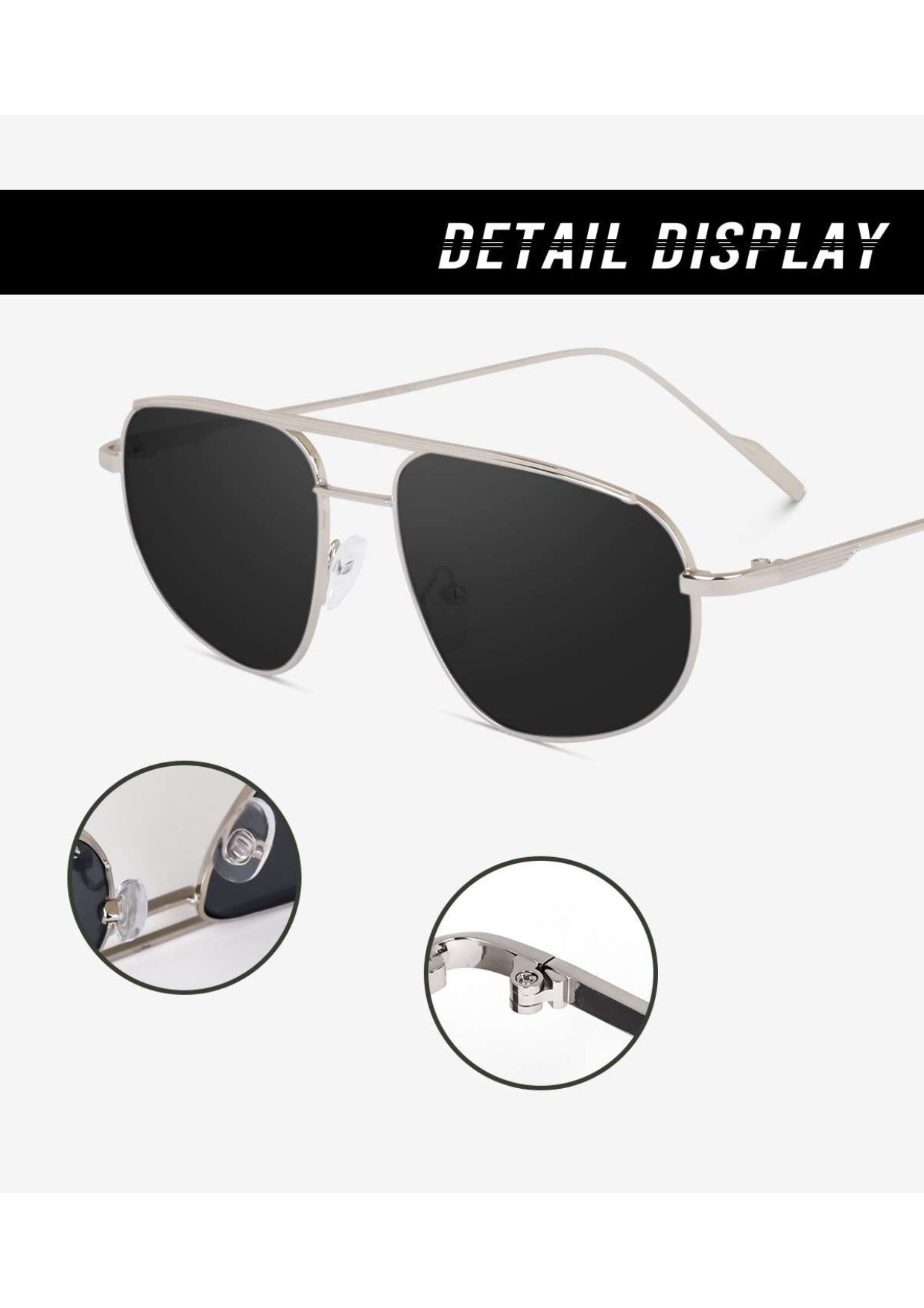 Pilot Silver Black Sunglass