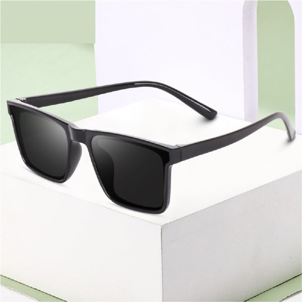Shine Black Square Unisex Sunglass