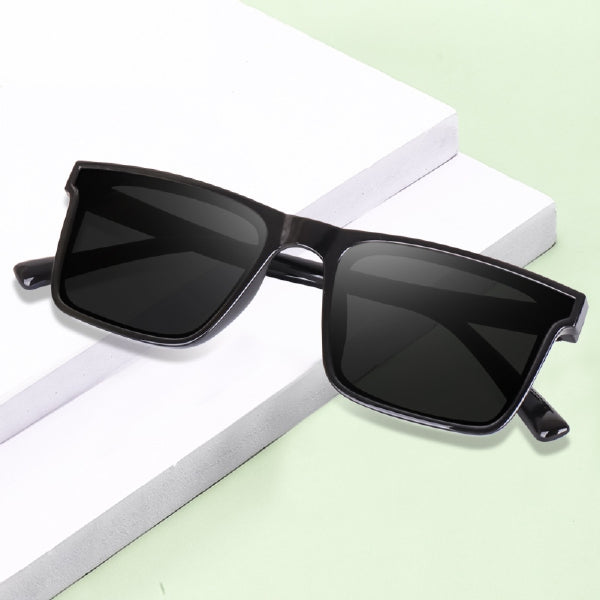 Shine Black Square Unisex Sunglass