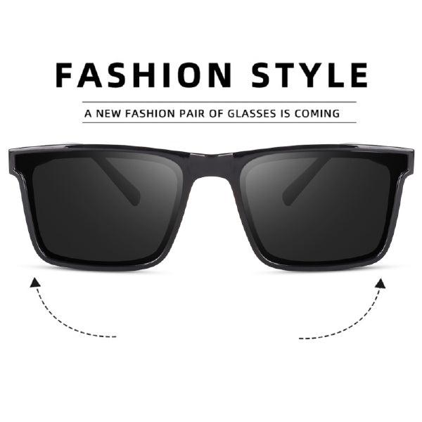 Shine Black Square Unisex Sunglass