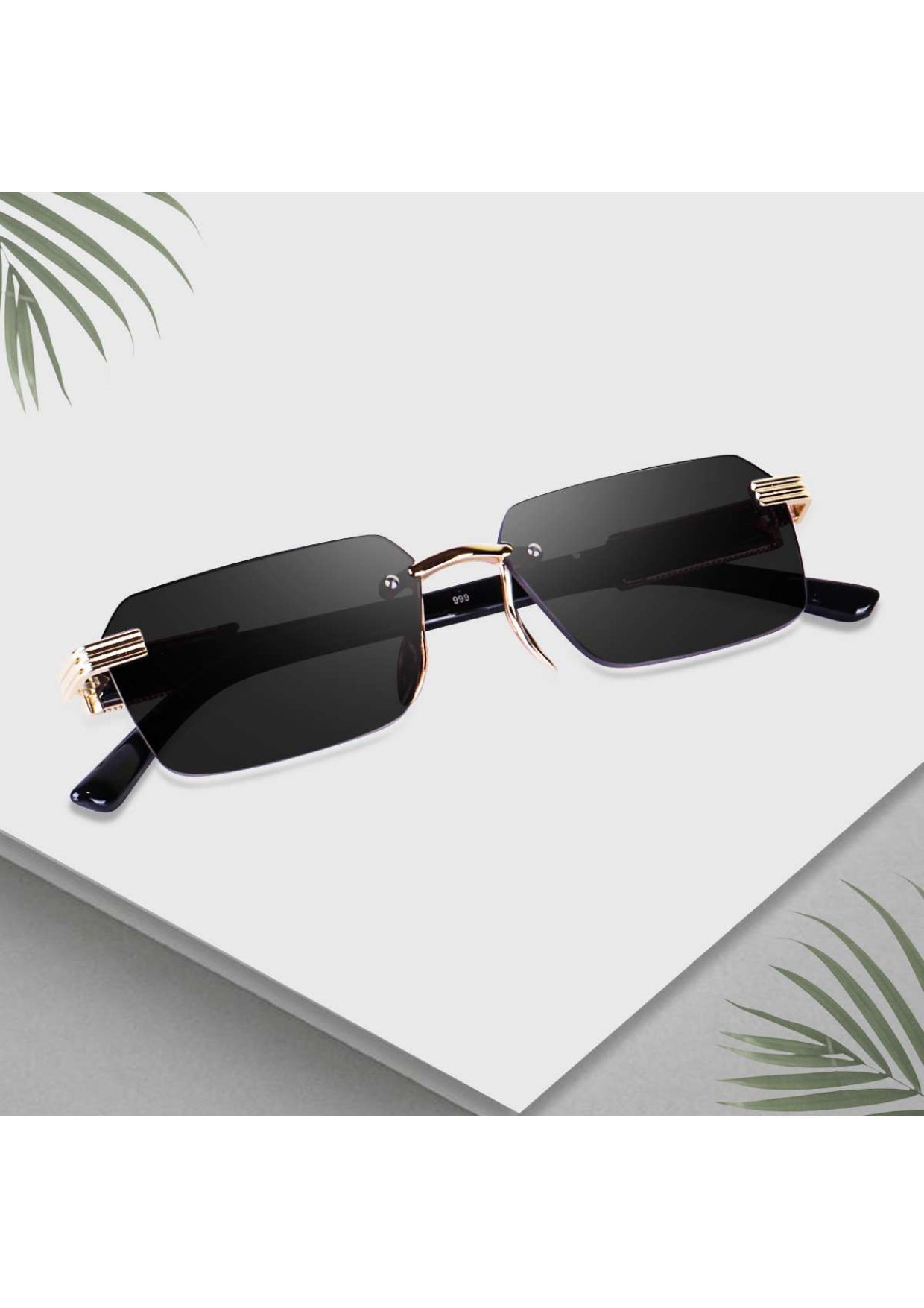 Black Rimeless Unisex Sunglass