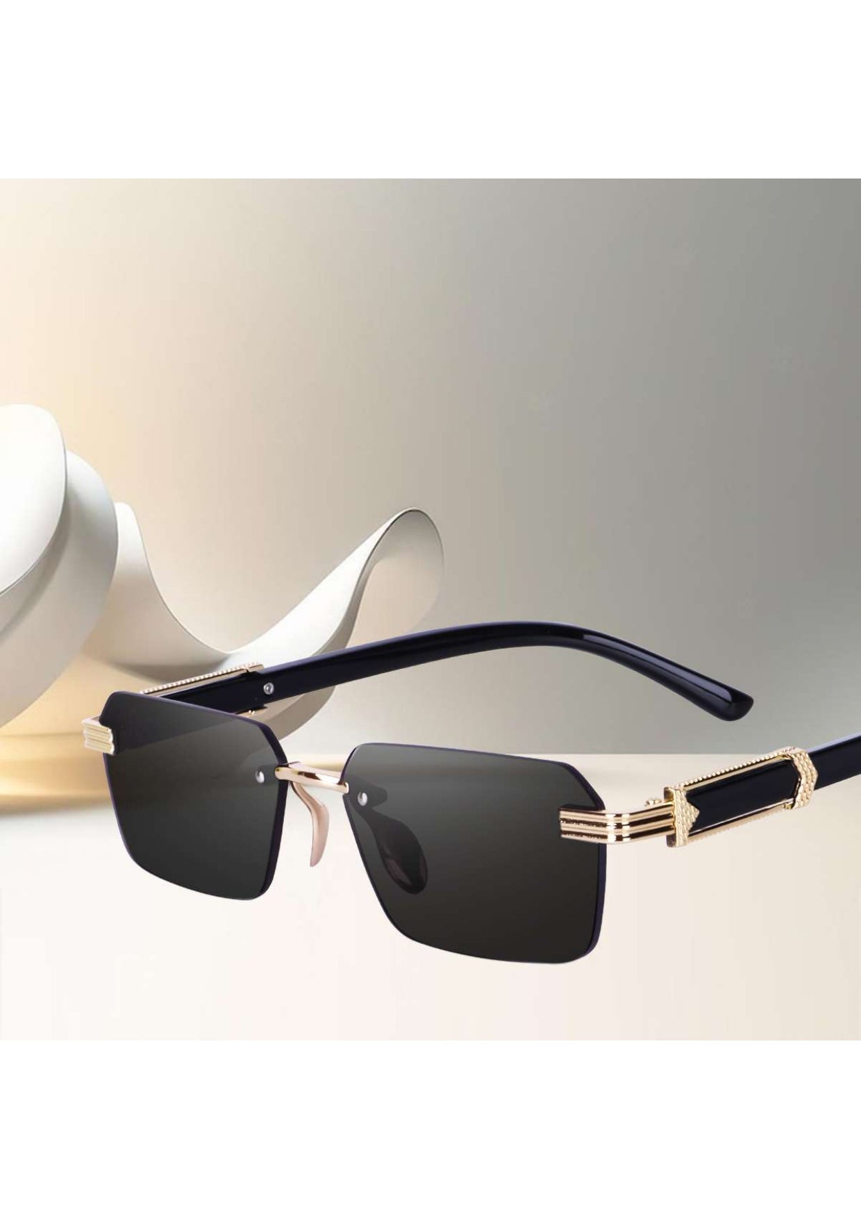 Black Rimeless Unisex Sunglass