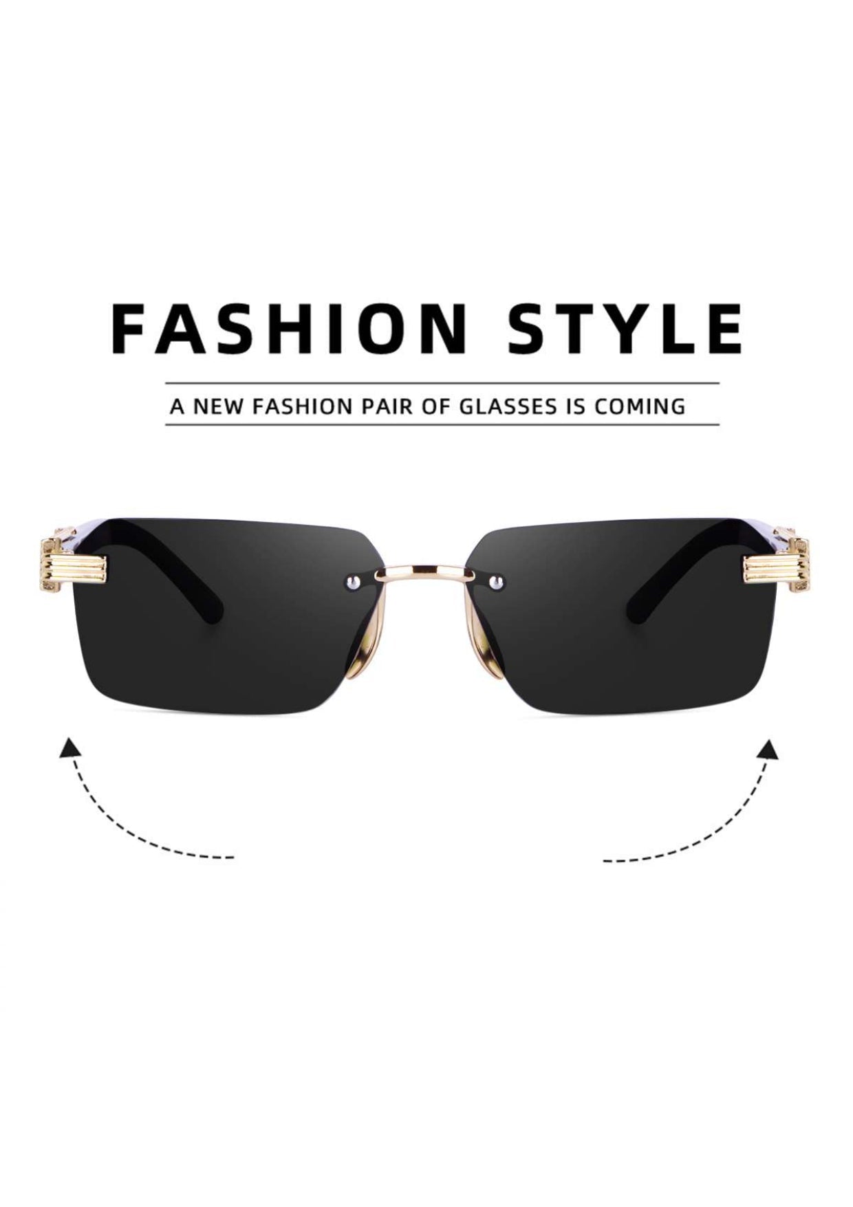 Black Rimeless Unisex Sunglass