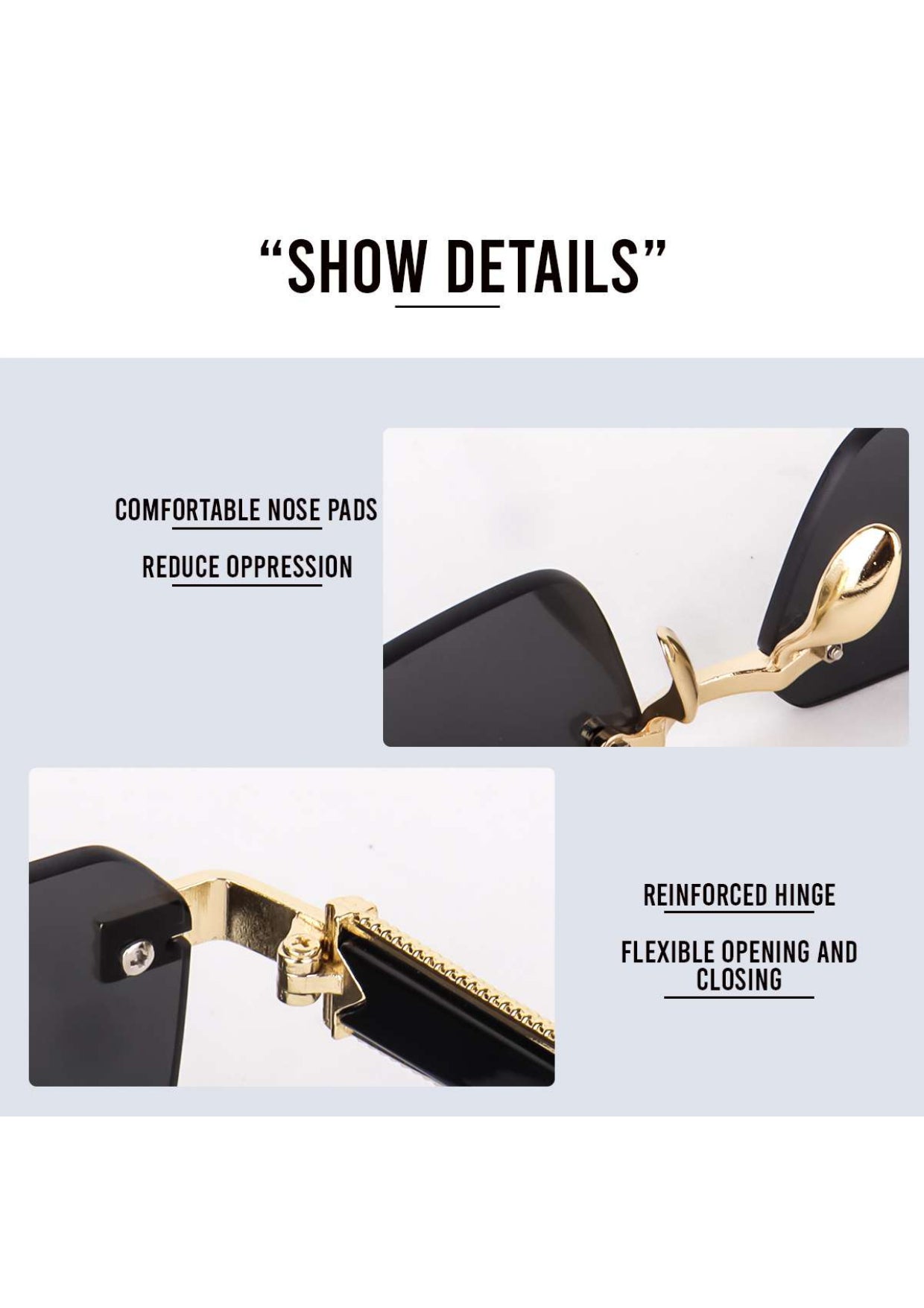 Black Rimeless Unisex Sunglass