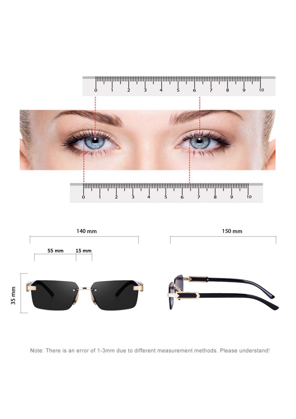 Black Rimeless Unisex Sunglass