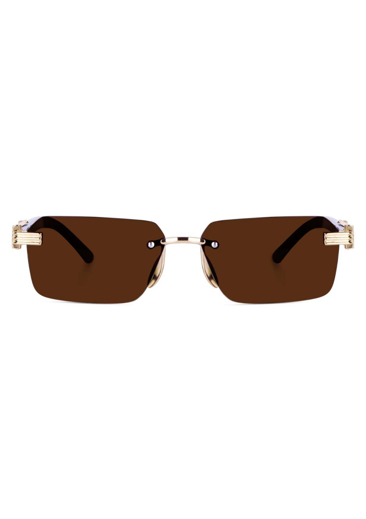 Brown Rimeless Unisex Sunglass