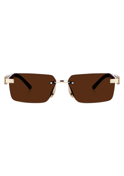 Brown Rimeless Unisex Sunglass