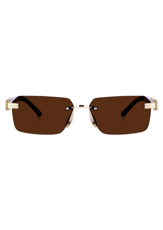 Brown Rimeless Unisex Sunglass