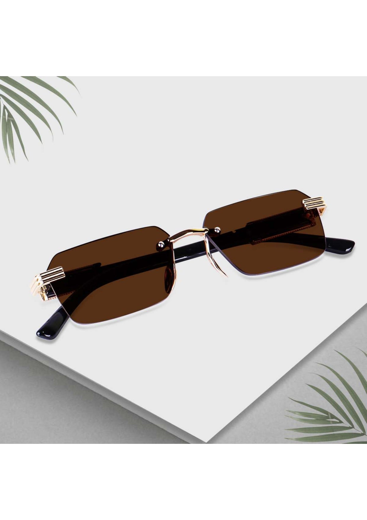 Brown Rimeless Unisex Sunglass