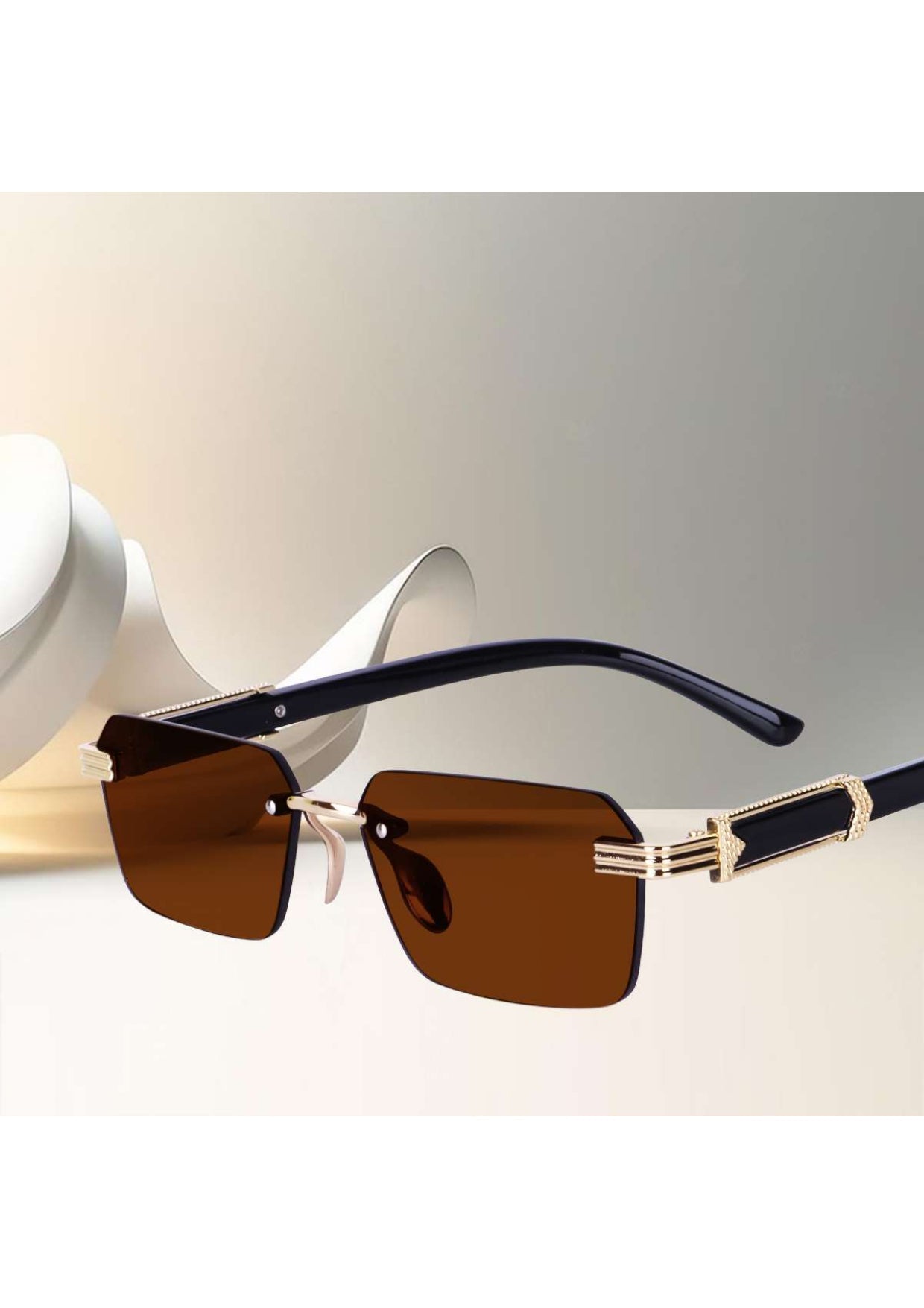 Brown Rimeless Unisex Sunglass