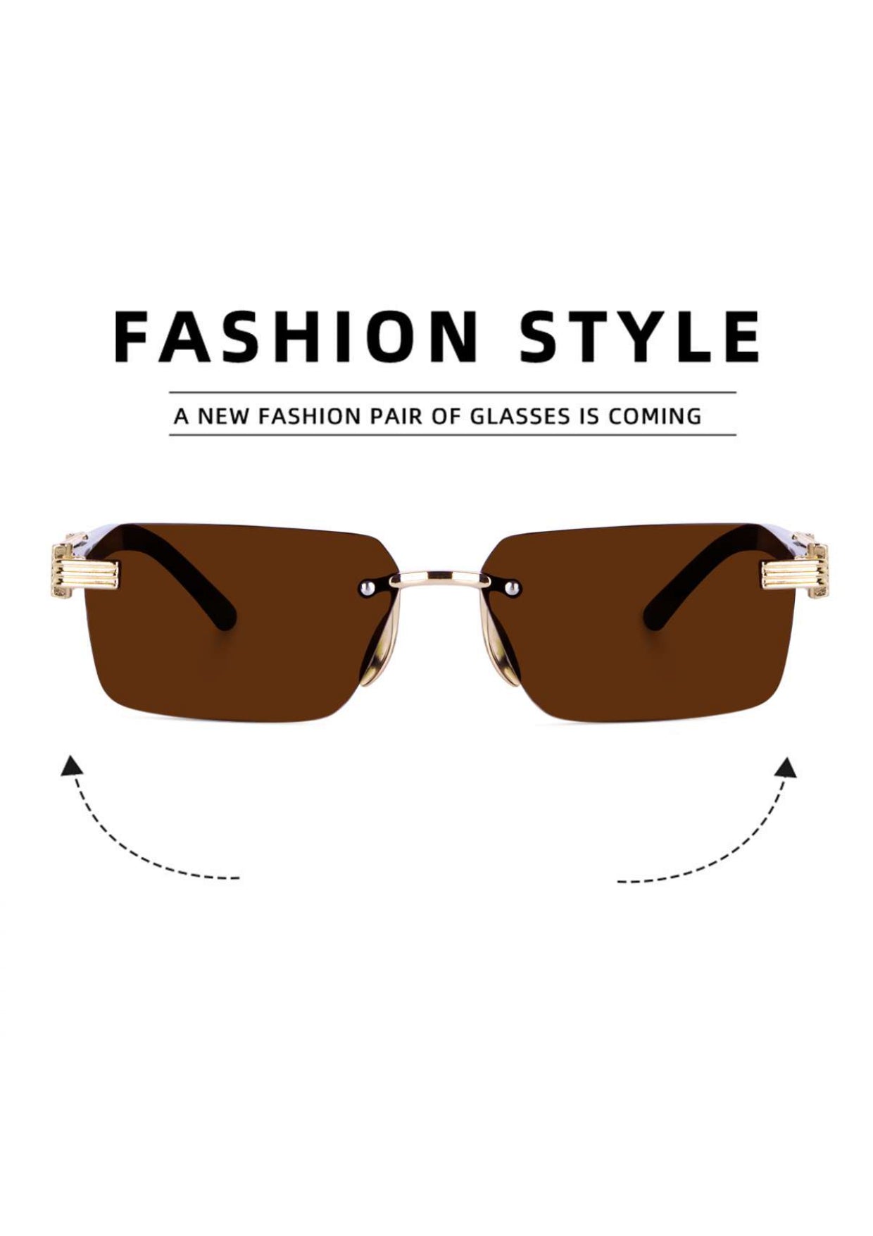 Brown Rimeless Unisex Sunglass