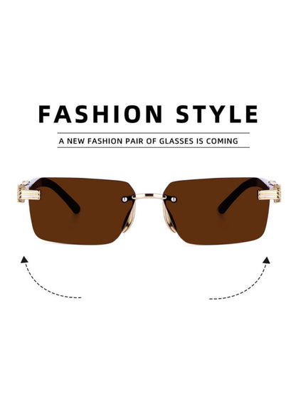 Brown Rimeless Unisex Sunglass