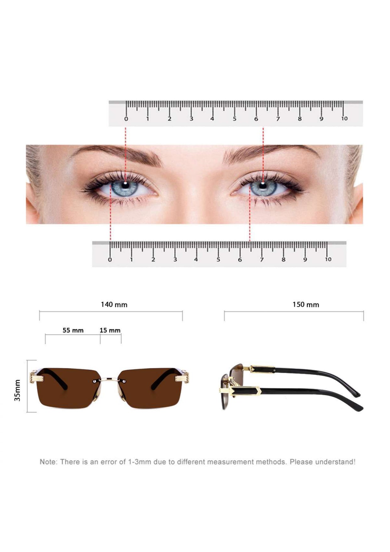 Brown Rimeless Unisex Sunglass