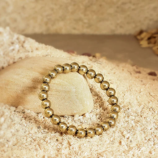 Golden Pyrite Bracelet - 8mm Beads