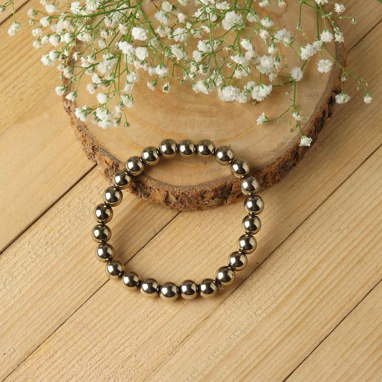 Golden Pyrite Bracelet - 8mm Beads