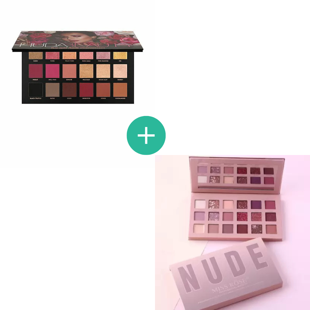 Combo of Nude Eyeshadow Palette & Huda Beauty Remastered Eyeshadow Palette