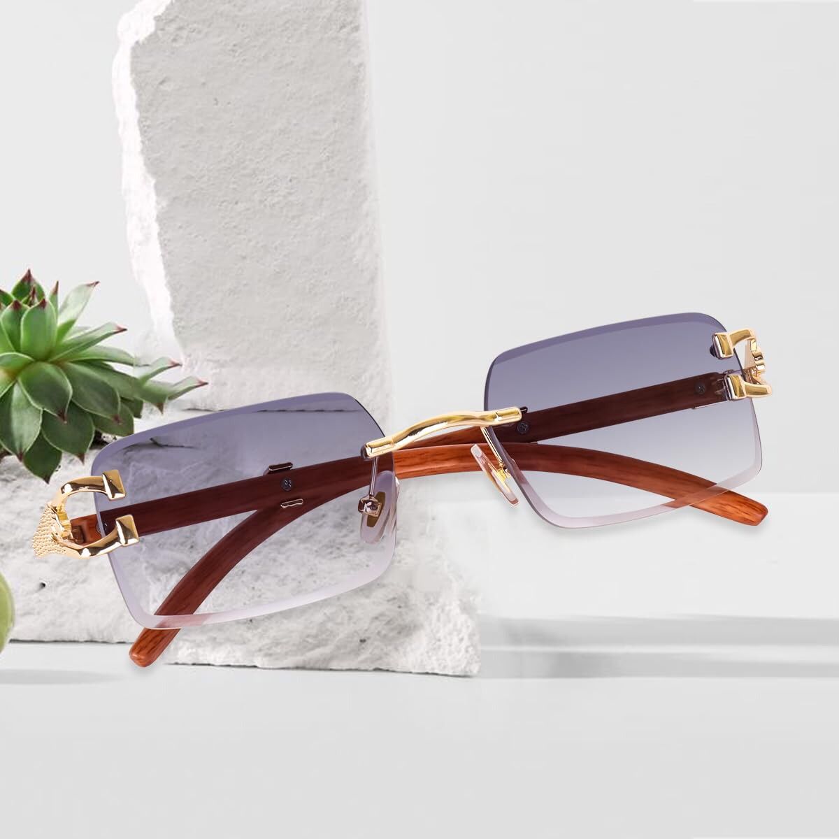 Rimeless Sunglass With Purple Shade