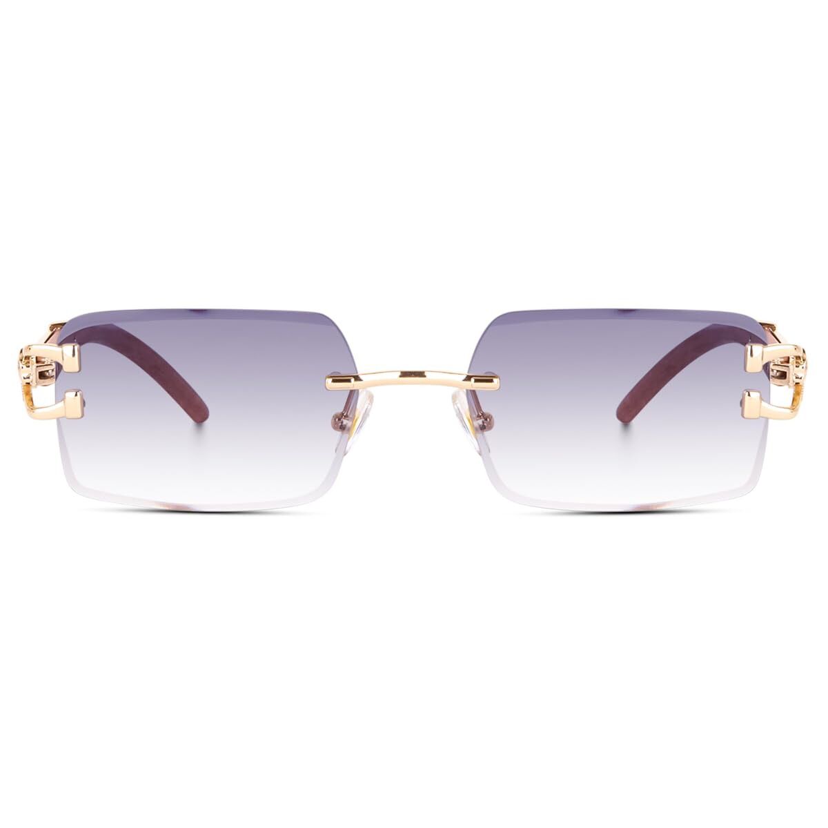Rimeless Sunglass With Purple Shade