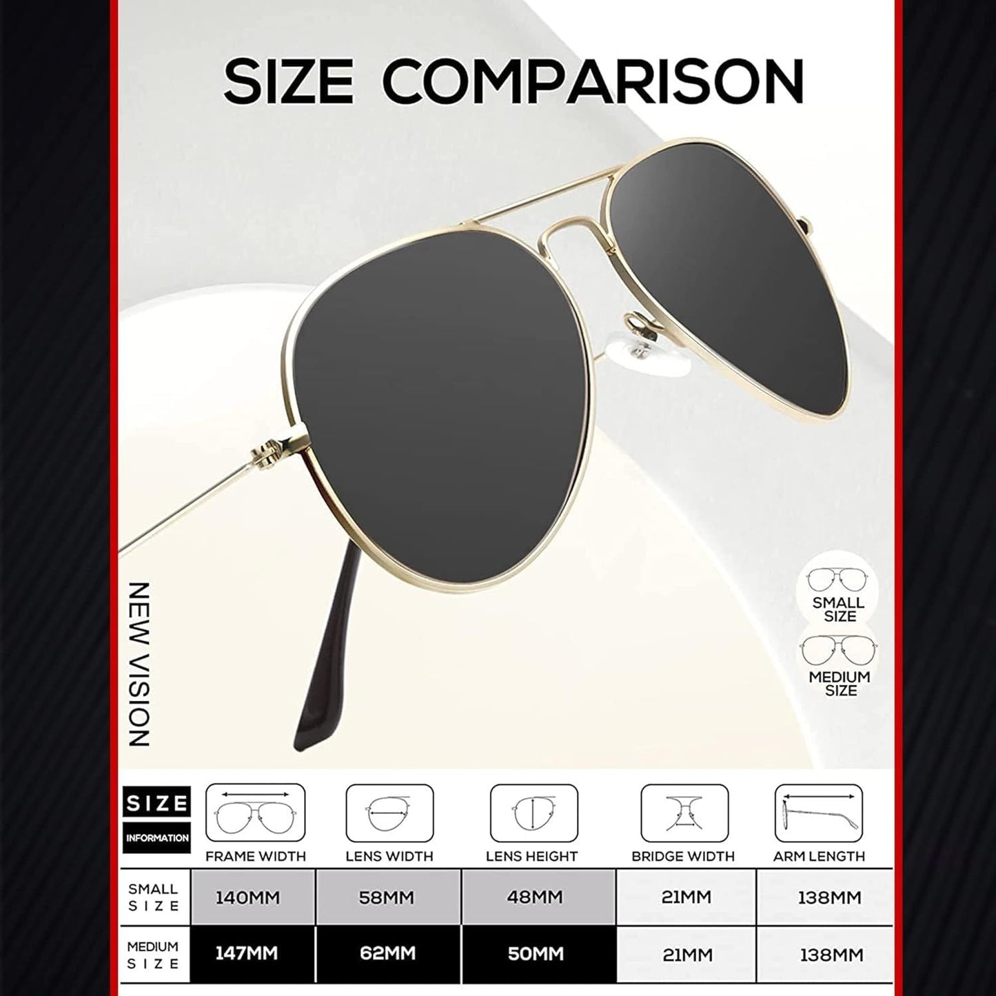 Aviator Black Unisex Sunglass