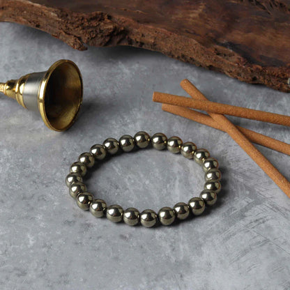Golden Pyrite Bracelet - 8mm Beads