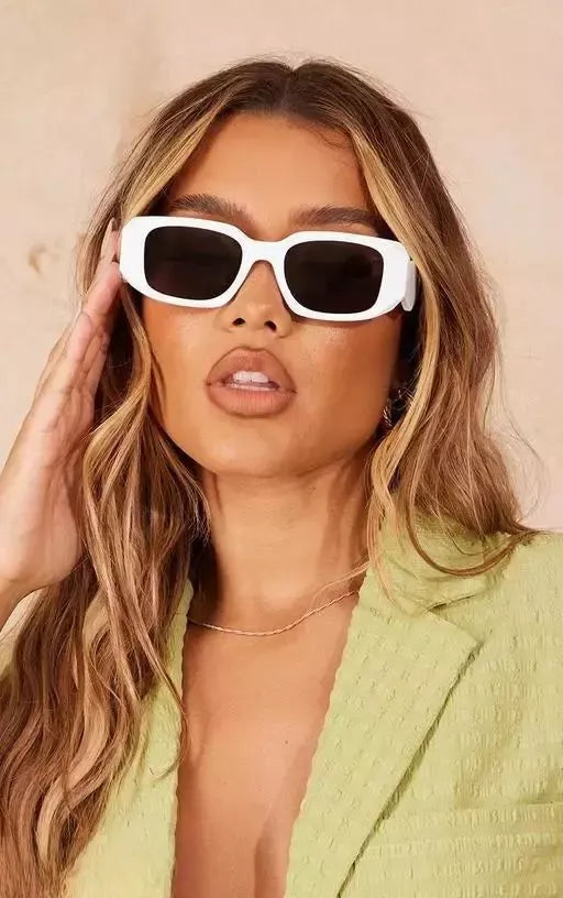 SKYLEXO LATEST WHITE DIAMOND DETAIL RECTANGULAR FRAME SUNGLASSES skylexo.com | Handbags | Footwear